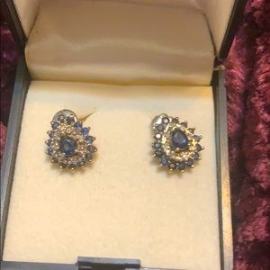 sapphire and diamond stud earrings